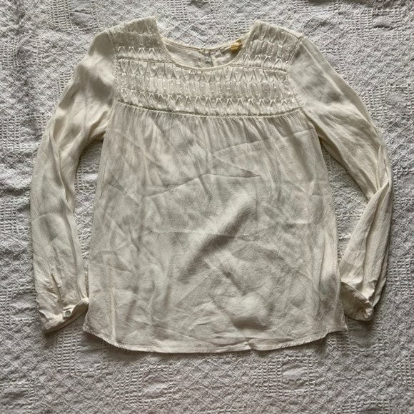 Anthropologie Tops - Anthro Meadow Rue cream pintuck blouse size medium